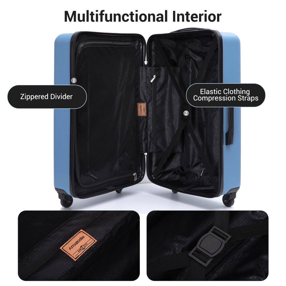 Multifunctional Interior

1. Zippered Divider
2. Elastic Clothing Compression Straps

Amalodie