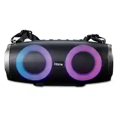 Front. iHome - Rechargeable Portable Color Changing Bluetooth Speaker with Lighting Effects - Black.