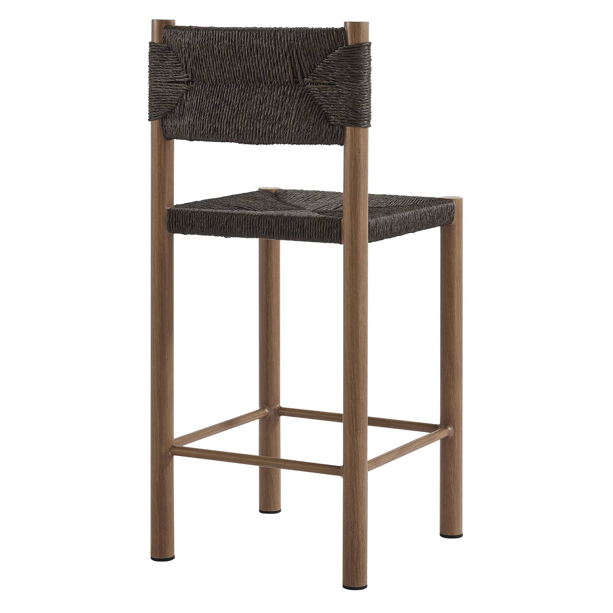 Alt View 5. Modway - Parkland Outdoor Patio Rattan and Aluminum Counter Stools Set of 2 by Modway - Walnut.