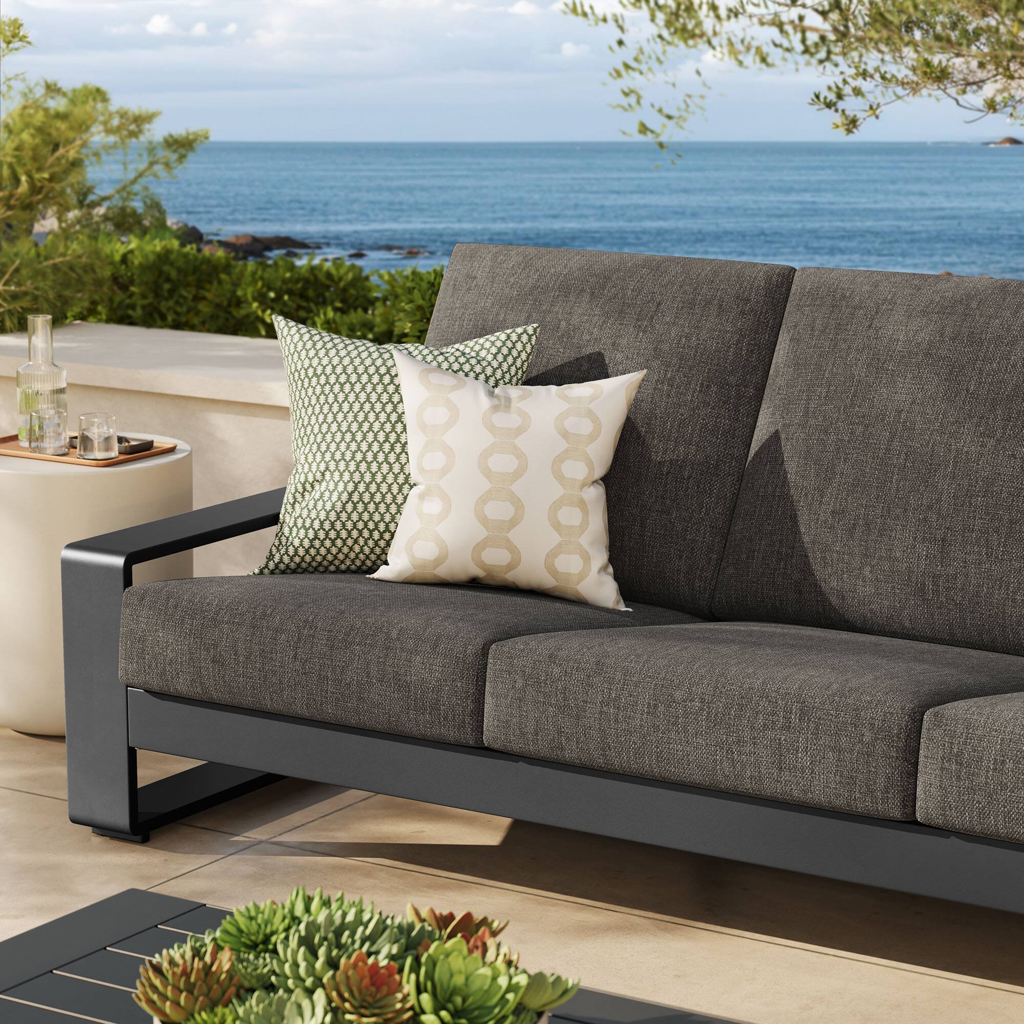 Alt View 8. Modway - Lirienne Outdoor Patio Aluminum Sofa by Modway - Smoke Gray.