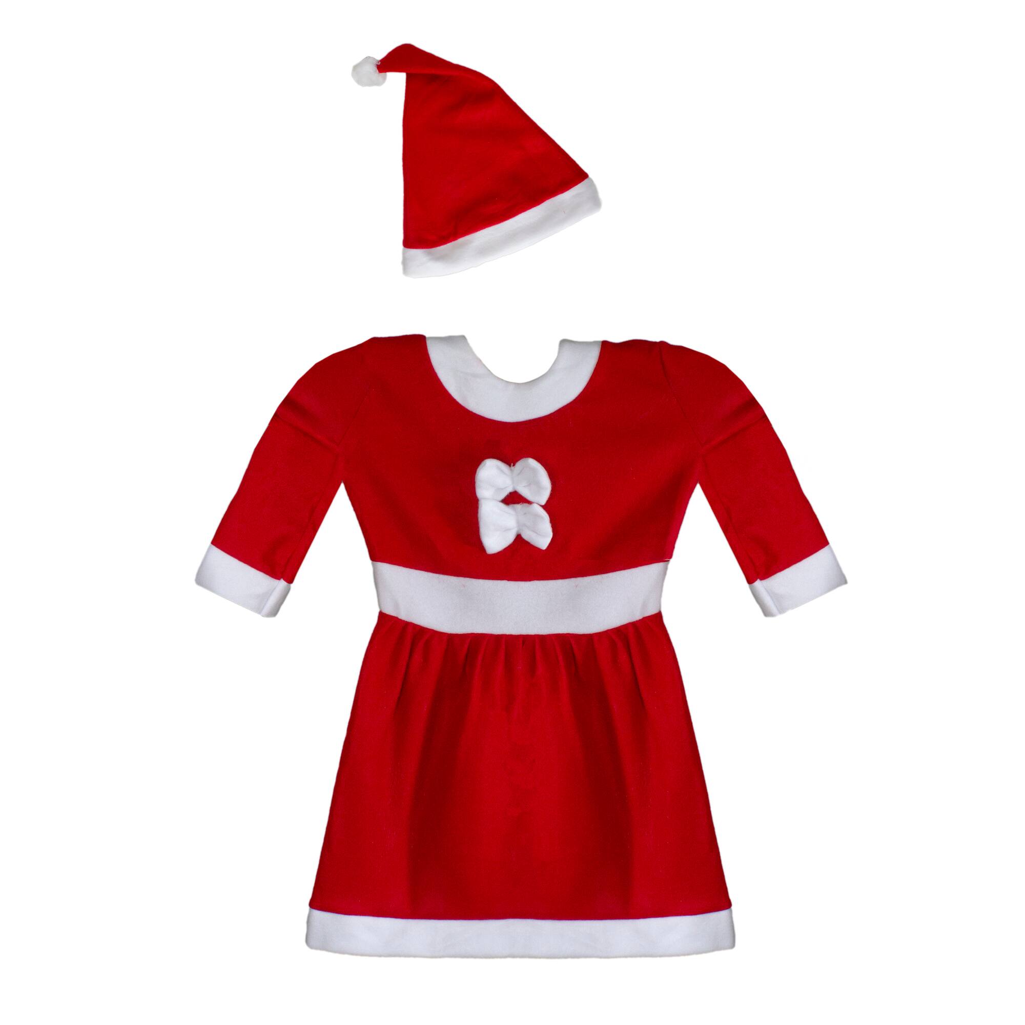 Alt View 3. Northlight - 26" Red and White Girls Santa Costume With a Dress and Hat : 6-8 years - White.