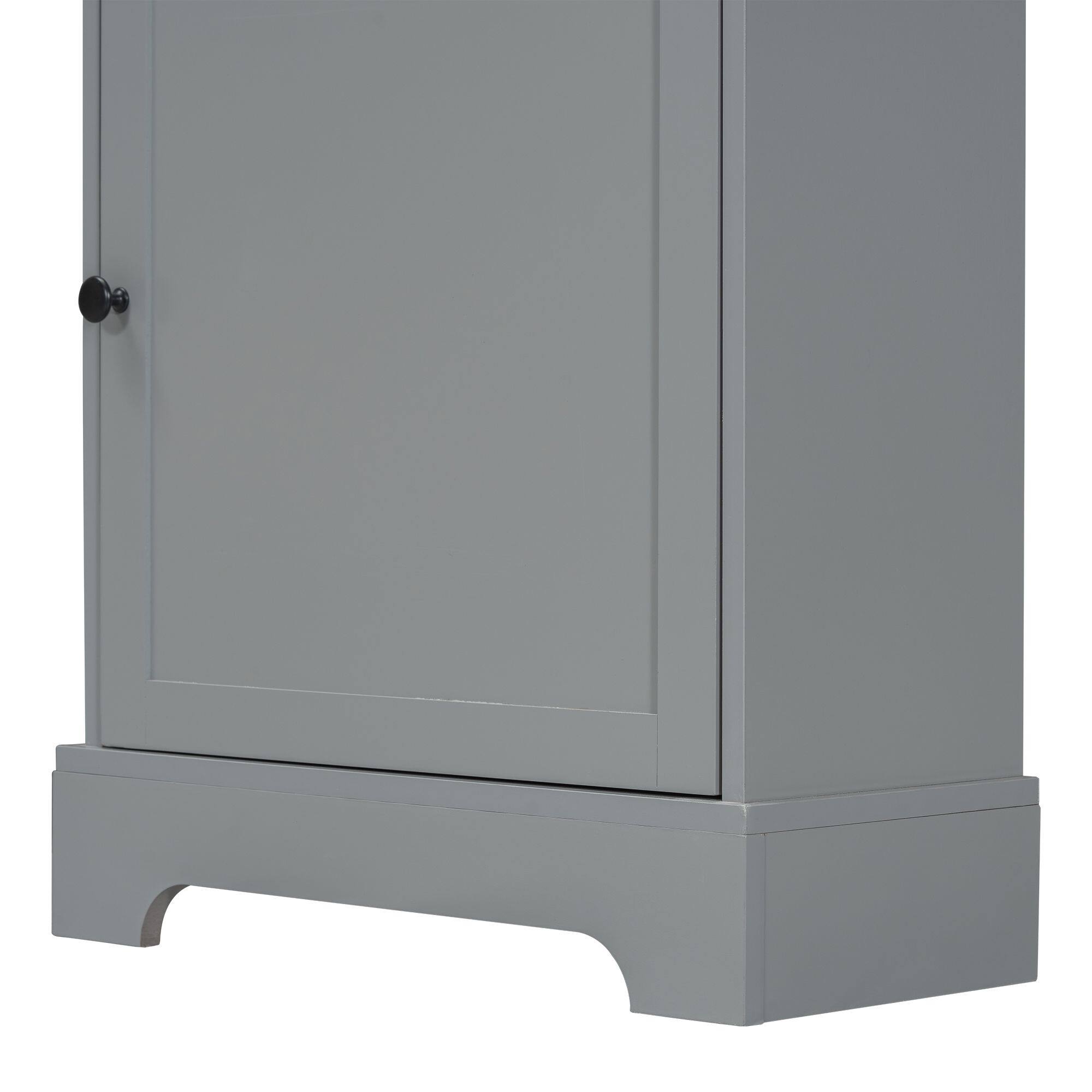 Left. Mirfee - White Tall Storage Cabinet with 3 Drawers, Adjustable Shelves, MDF, for Bathroom Office - Gray.