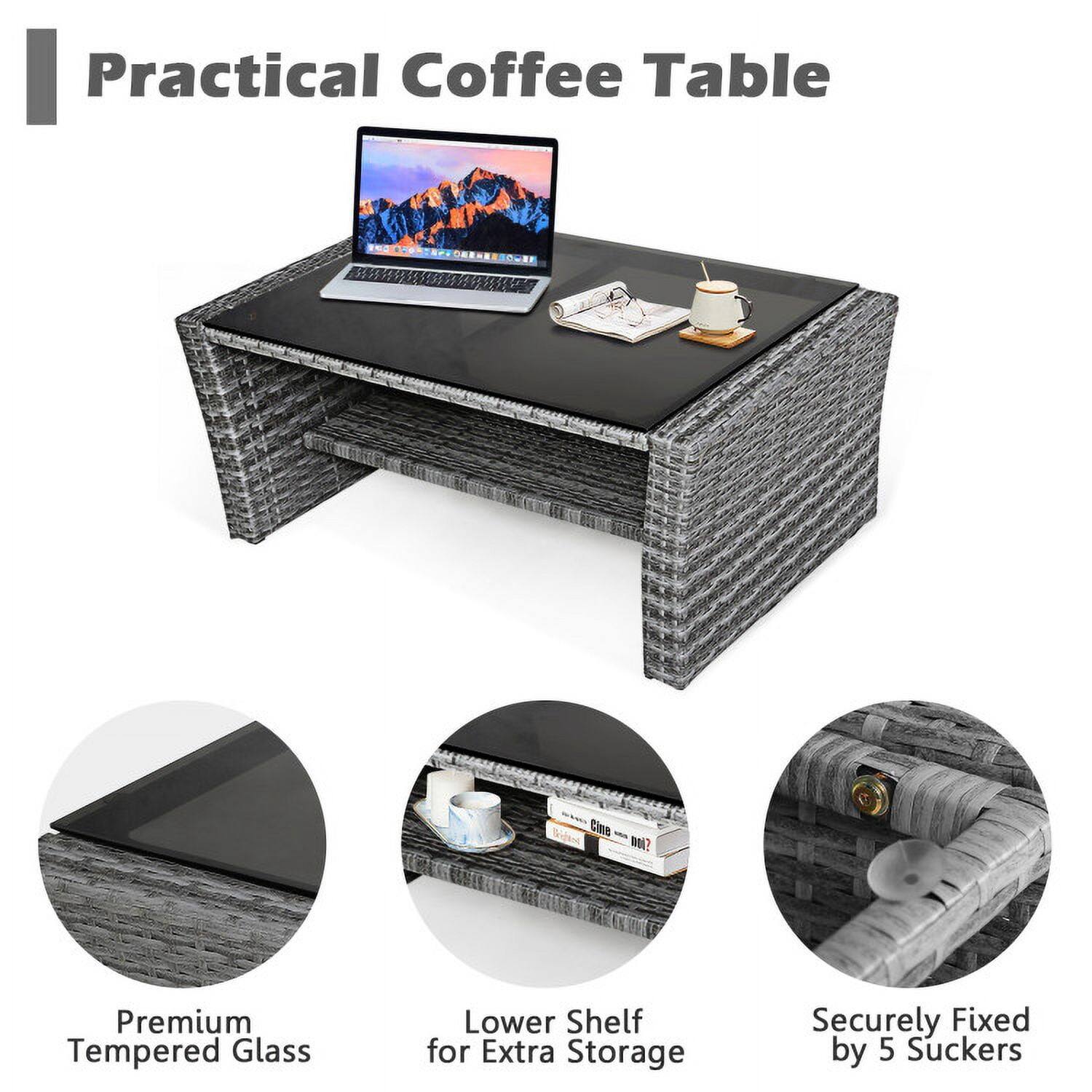 Practical Coffee Table

- Premium Tempered Glass
- Lower Shelf for Extra Storage
- Securely Fixed by 5 Suckers