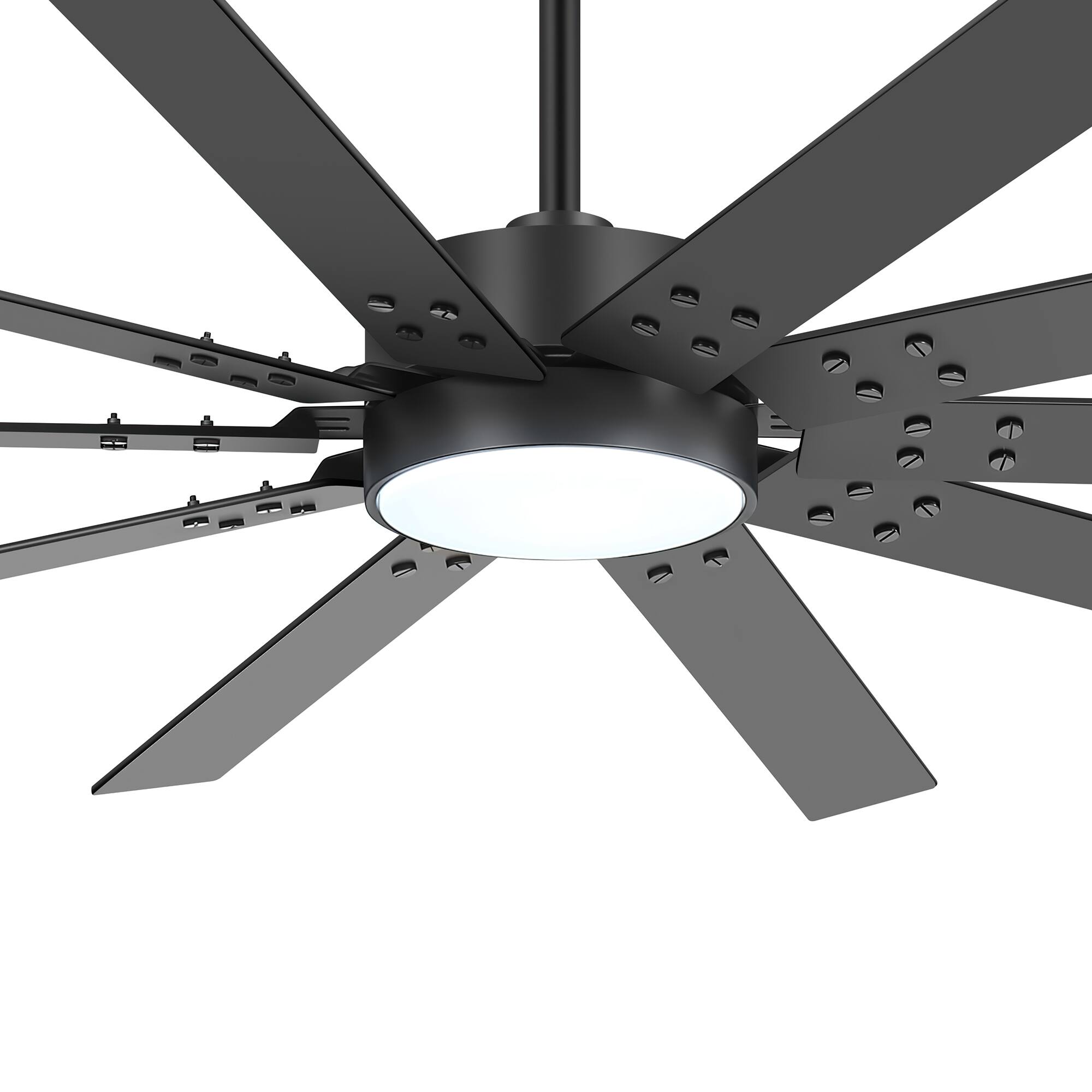 Alt View 10. Breezary - 72-Inch Large Ceiling Fan with Dimmable LED Light, 10 Plywood Blades, DC Motor, Remote Control, Sloped Ceiling - Black & Walnut.
