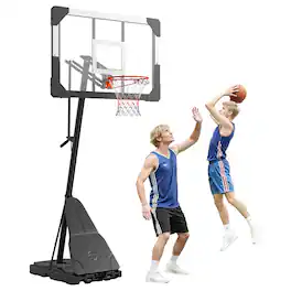 VEVOR - Portable Basketball Stand, 8.04 to 10 ft Height Adjustment Basketball Hoop & Goal, Basketballs Hoop Outdoor - Black + White