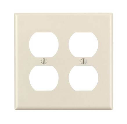 Front. Leviton - Leviton Almond 2 gang Thermoset Plastic Duplex Wall Plate 1 pk - Almond.