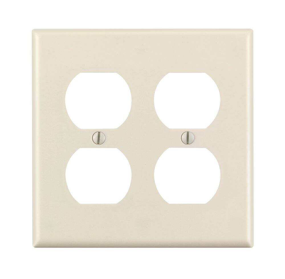 Front. Leviton - Leviton Almond 2 gang Thermoset Plastic Duplex Wall Plate 1 pk - Almond.