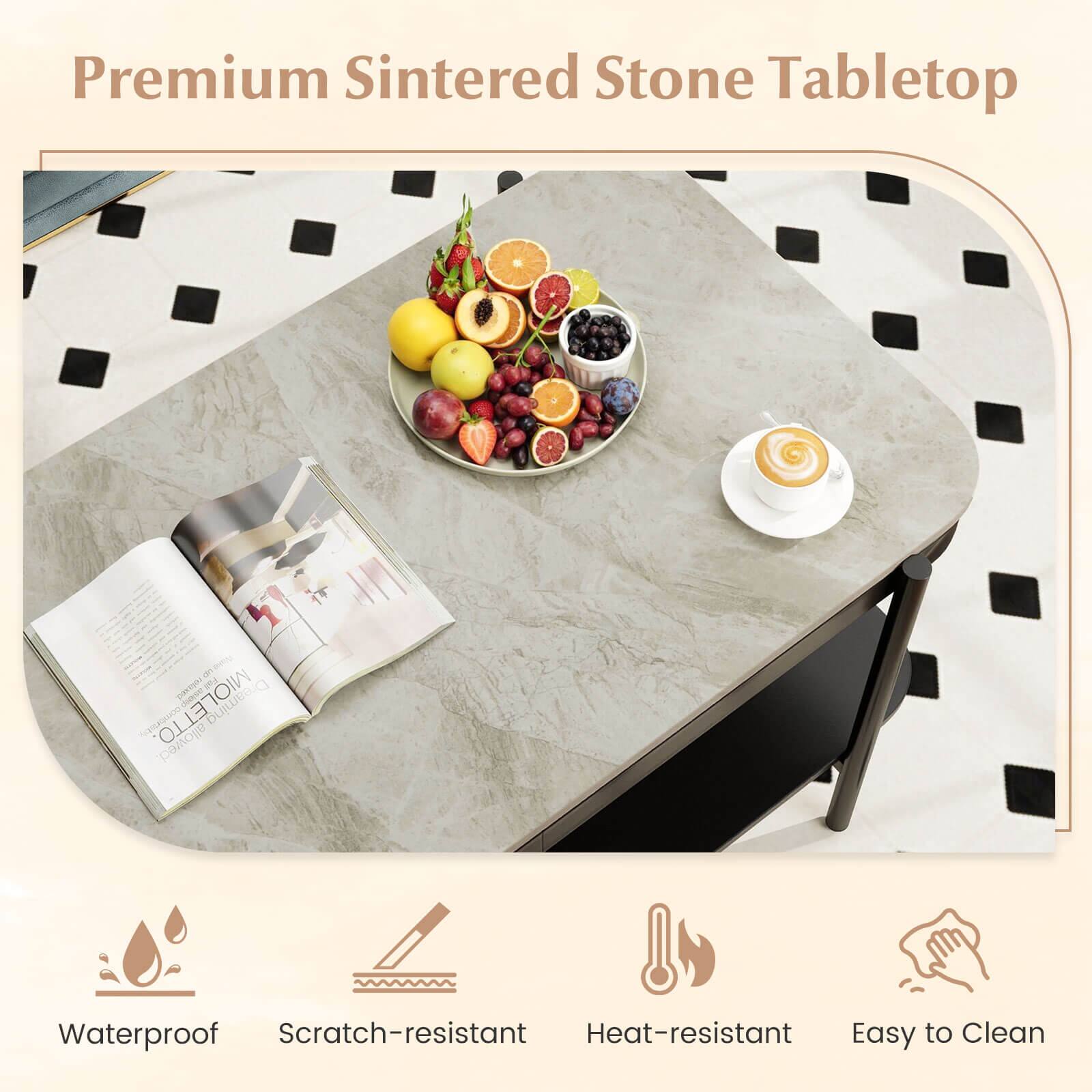 Premium Sintered Stone Tabletop

- Waterproof
- Scratch-resistant
- Heat-resistant
- Easy to Clean