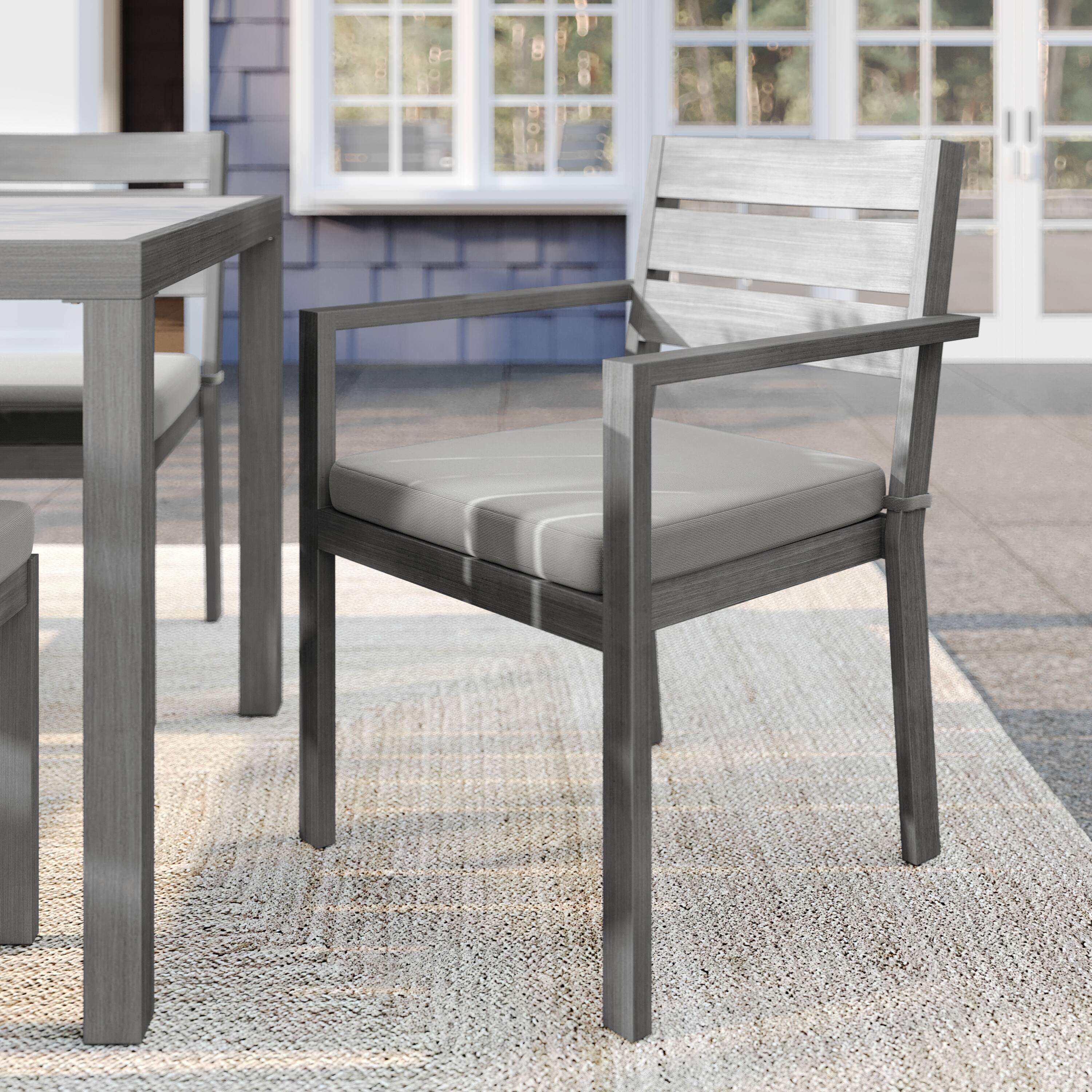 Alt View 1. Martha Stewart - Bedford All-Weather Stacking Patio Dining Armchair with Seat Cushion - Gray.
