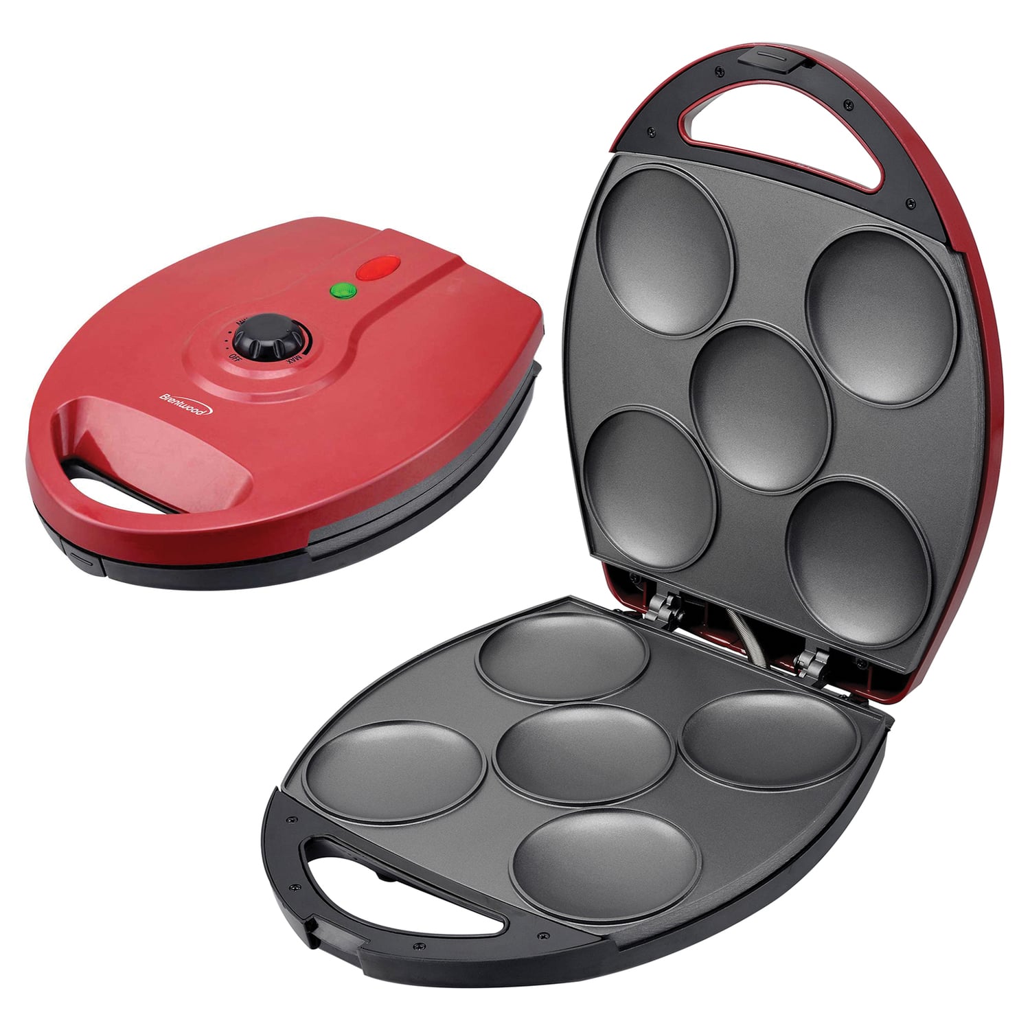 Brentwood - Ar-137r 1,200-watt 5-piece Nonstick Arepa Maker - Red