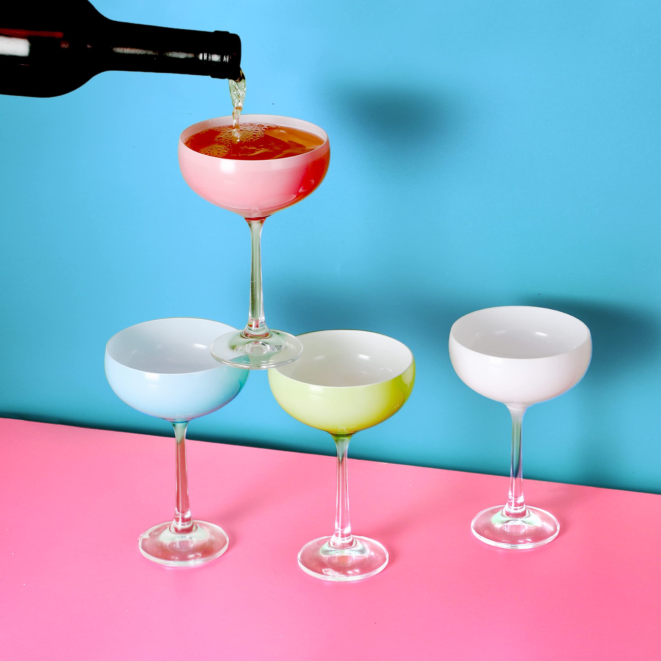 Back. Table 12 - Table 12 5.8-ounce Mini Coupe Cocktail Glasses, Glass Cups Set Of 4, Champagne Glasses In Assorted Colors - Assorted Colors.