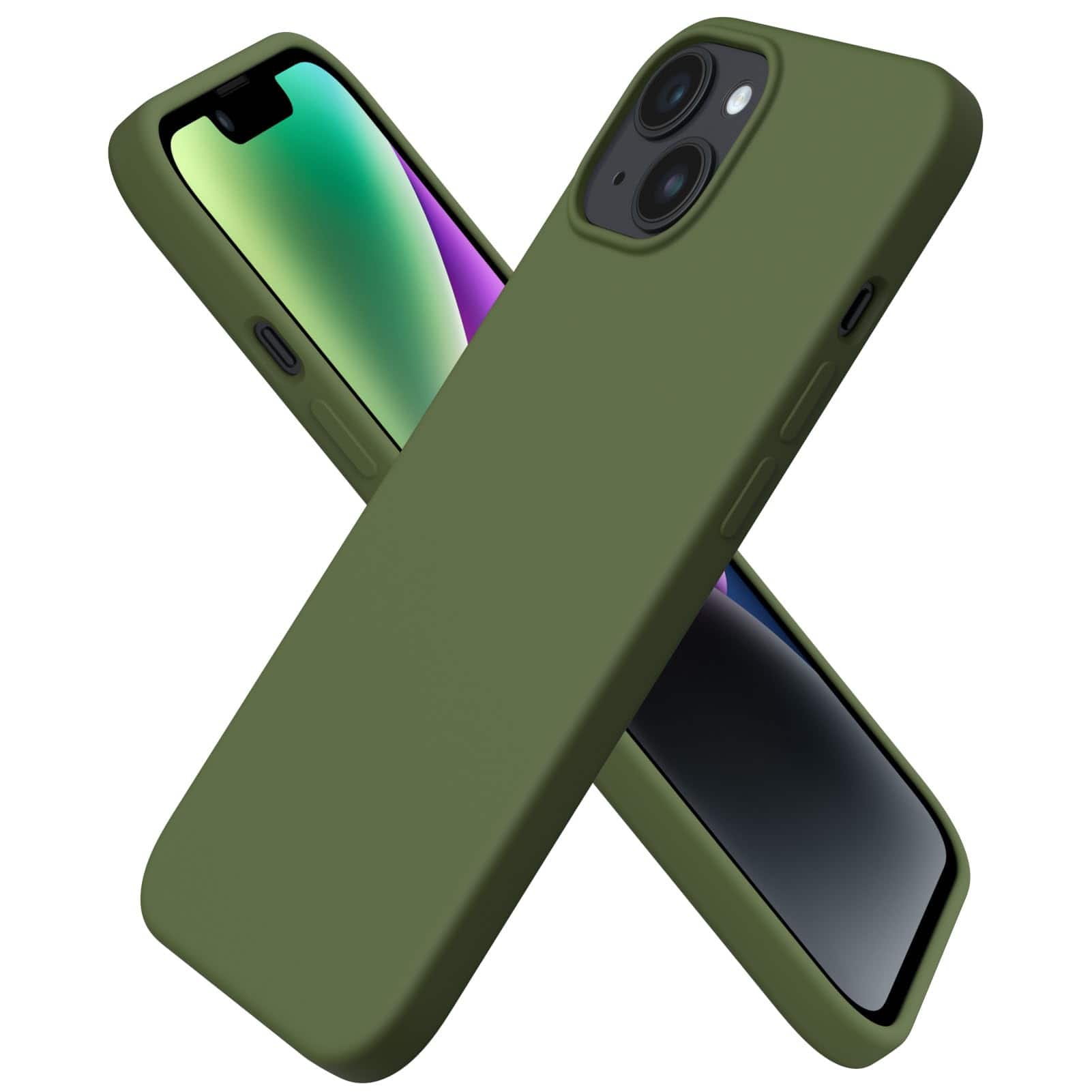 Front. Ornarto - ORNARTO Compatible with iPhone 14 Case 6.1", Slim Liquid Silicone 3 Layers Full Covered Protective Cover-Cedar Green - Cedar Green.