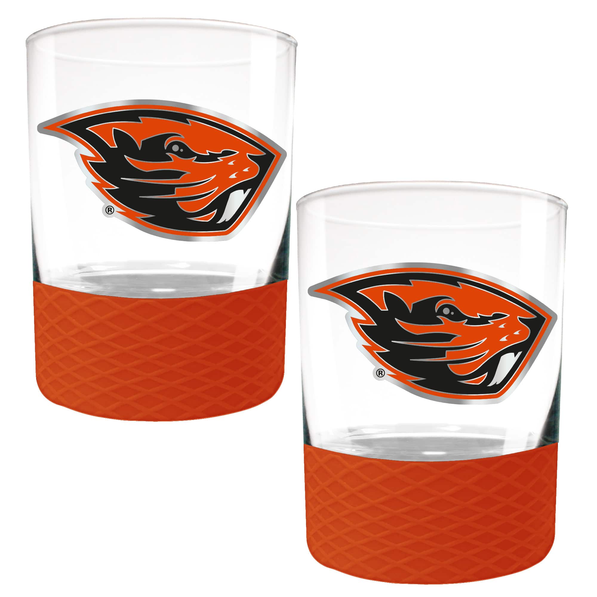 Photos - Glass American Great  Products - Oregon State Beavers 2-Pack 14oz. Rocks  Set with Silcone Grip - Orange 3482084 