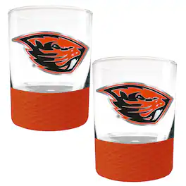 Great American Products - Oregon State Beavers 2-Pack 14oz. Rocks Glass Set with Silcone Grip - Orange