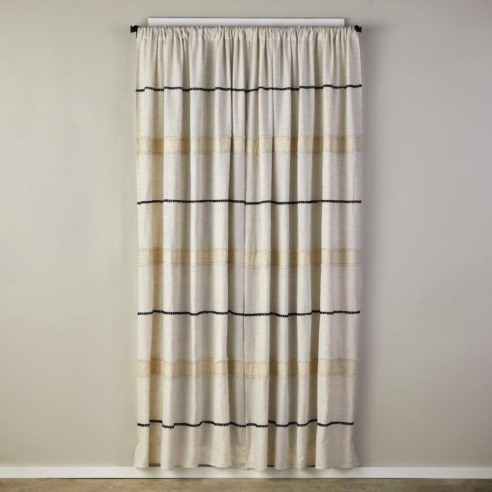Angle. SKL Home - SKL Home Subtle Stripe Tier Pair Window Curtain 2 Piece Set - 52" x 63" Linen - Linen.