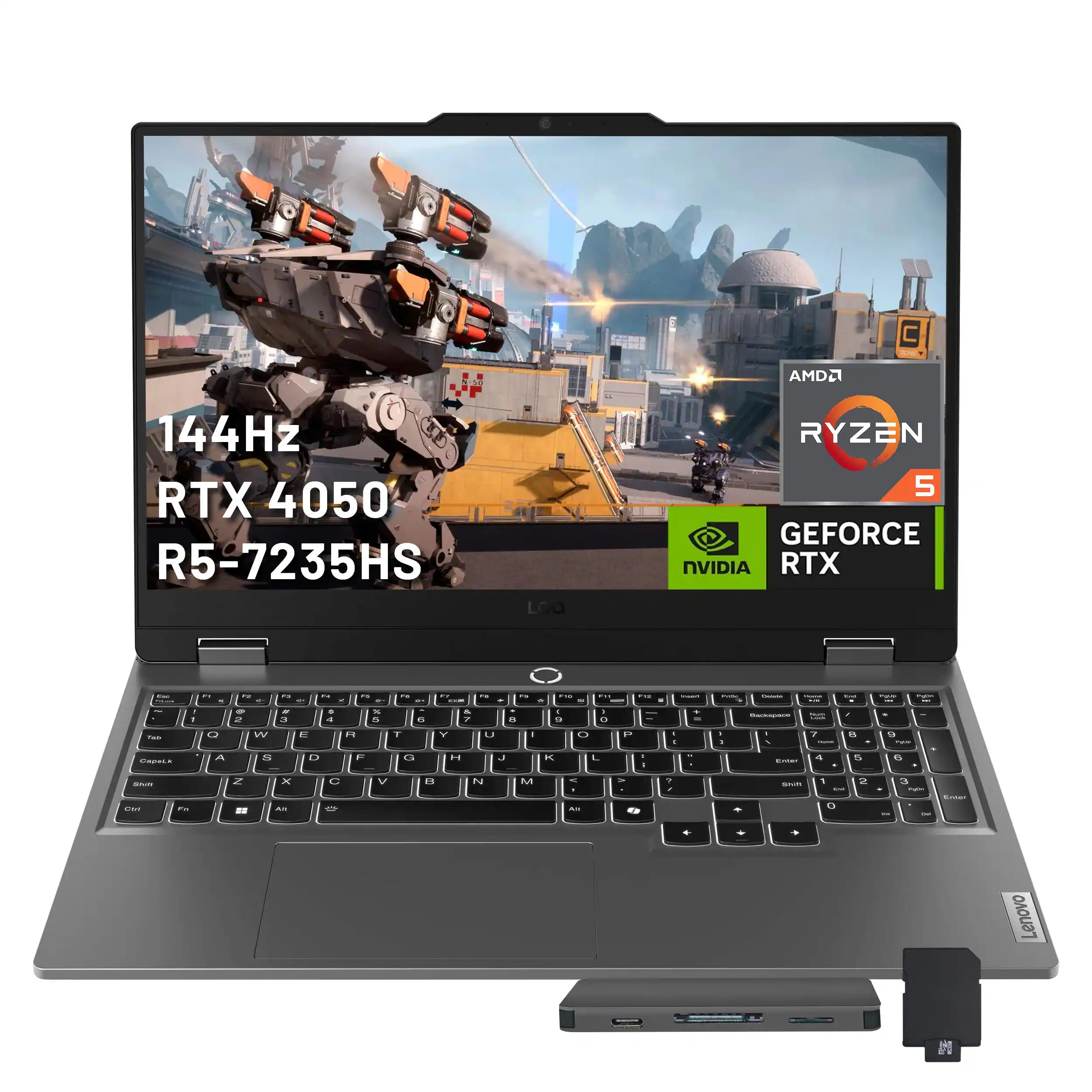 144Hz  
RTX 4050  
R5-7235HS  
AMD Ryzen 5  
NVIDIA GeForce RTX  
Lenovo