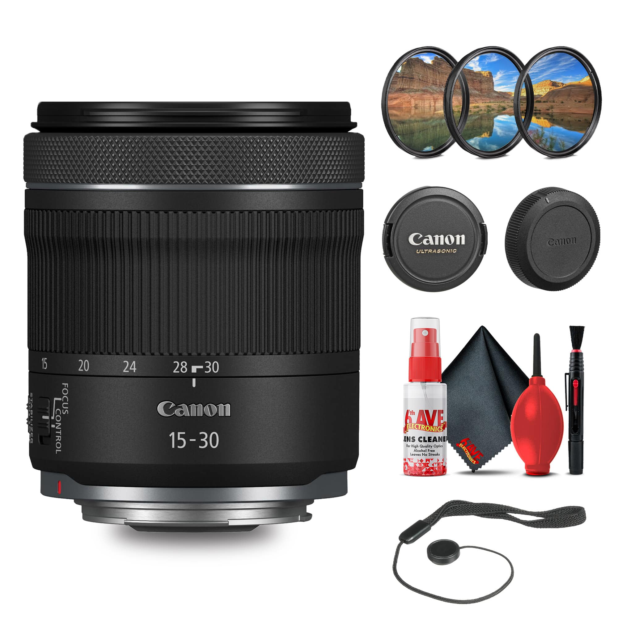 Canon - RF 15-30mm f/4.5-6.3 IS STM Lens with Filter kit + Cleaning Kit + More (International Model) - Black