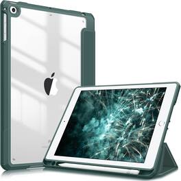 Fintie - Clear Case for iPad 6th /5th Generation 9.7-inch, iPad Air 2 / Air 1 Hybrid Slim Shockproof Cover Transparent Back Shell - Midnight Green