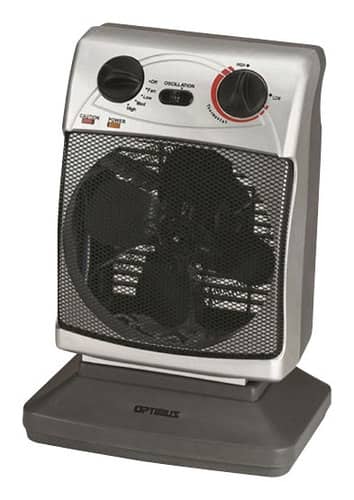 Front Standard. Optimus - Portable Oscillating Fan Heater - Silver/Black.