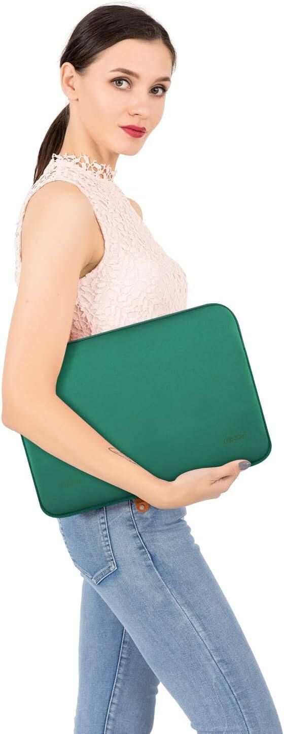 Alt View 1. mosiso - 13-13.3 inch Laptop Sleeve Bag for MacBook Air Pro 13 14 HP Dell ASUS Lenovo, Neoprene Computer Sleeve with Small Case - Peacock Green.