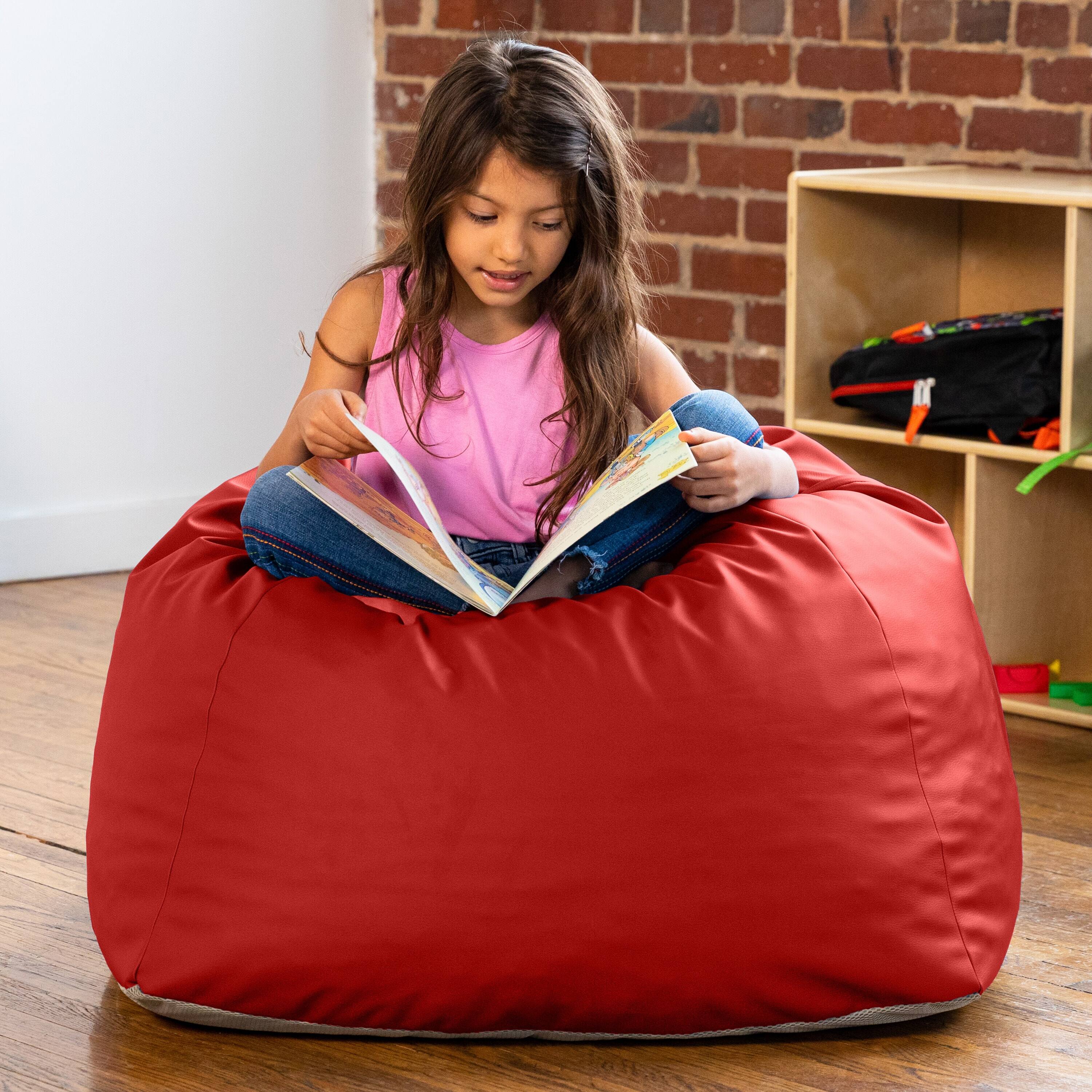 Left. Jaxx - Jaxx Gumdrop Jr. Kids Bean Bag for Early Childhood & Educational Environments, Premium Vinyl - Red - Red.