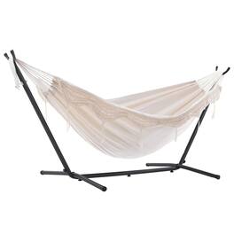 Vivere - Double Cotton Hammock, Comfortable Daybed with Steel Stand, 9' - Natural