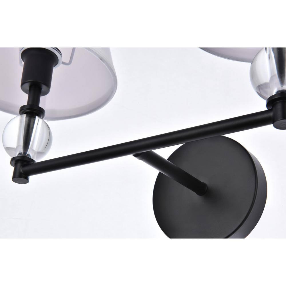 Alt View 1. Living District - Bethany 2 lights bath sconce in black with white fabric shade - Black And White Fabric Shade.