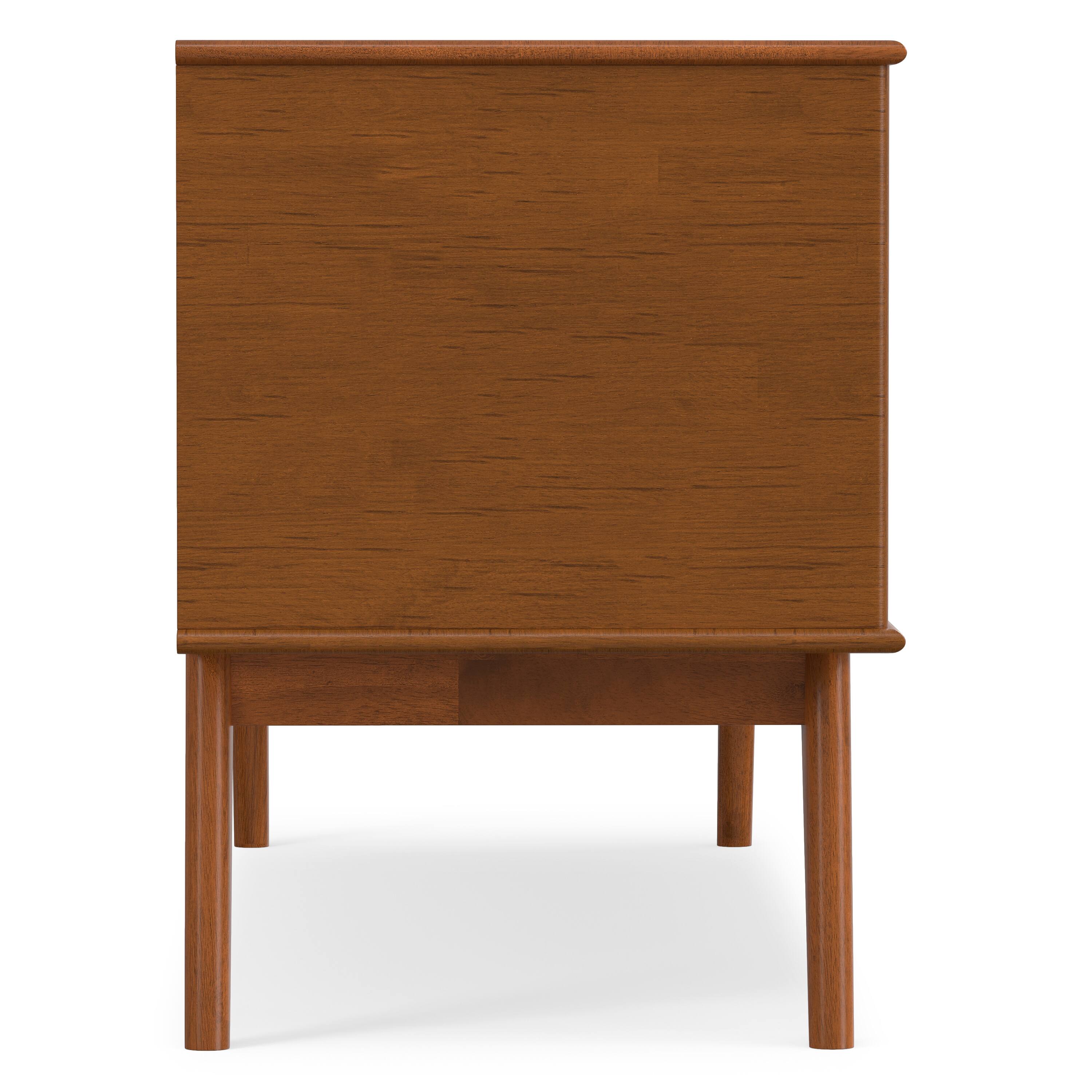 Alt View 2. Simpli Home - Draper 60W Low TV Stand with Doors and Shelves - Teak Brown.