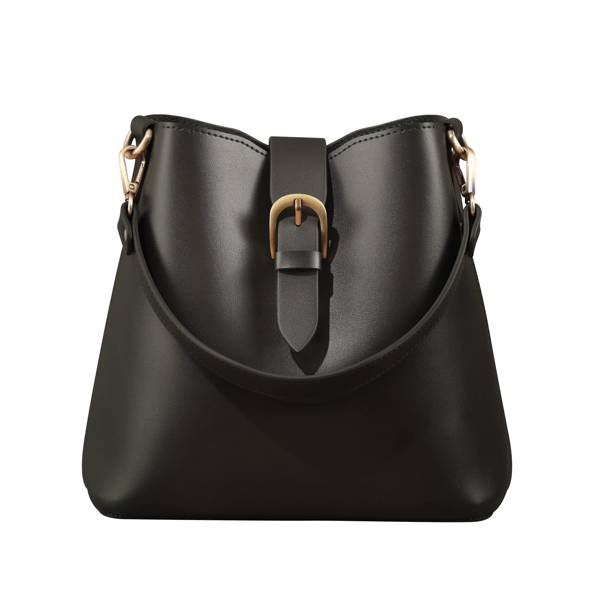 Live At Space - Town Bucket Vegan Leather Bag For Women Hobo Retro Faux Casual Purse Classic Vintage Simple Shoulder Handbag Premium - Green