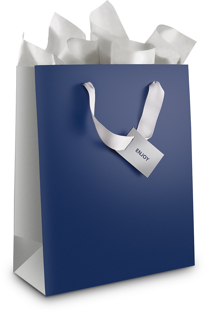 Best Buy: Best Buy Exclusive Medium Gift Bag Navy Blue/Silver 101466