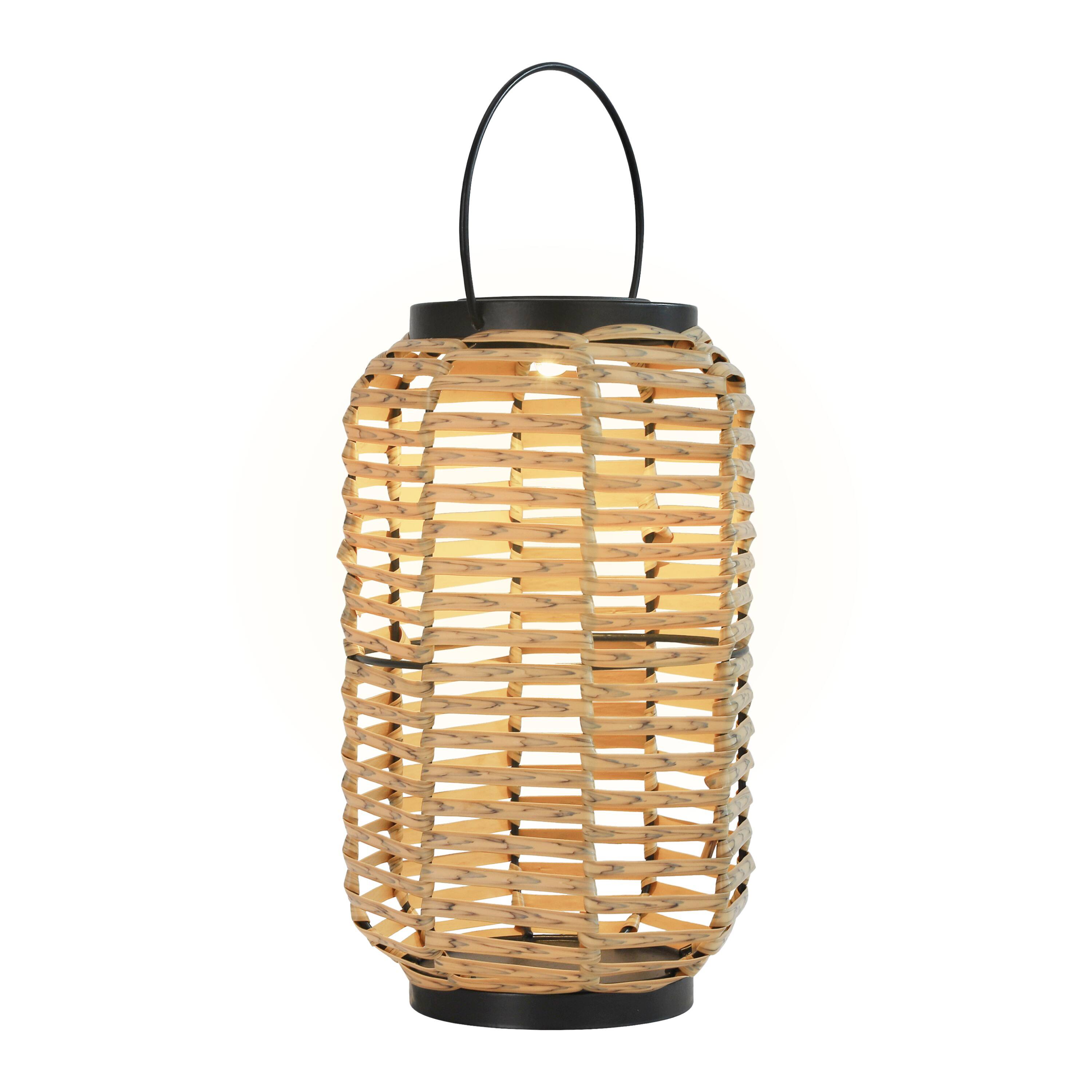 Front. Techko - Outdoor Solar Rattan-Style Portable LED Lantern with Handle.