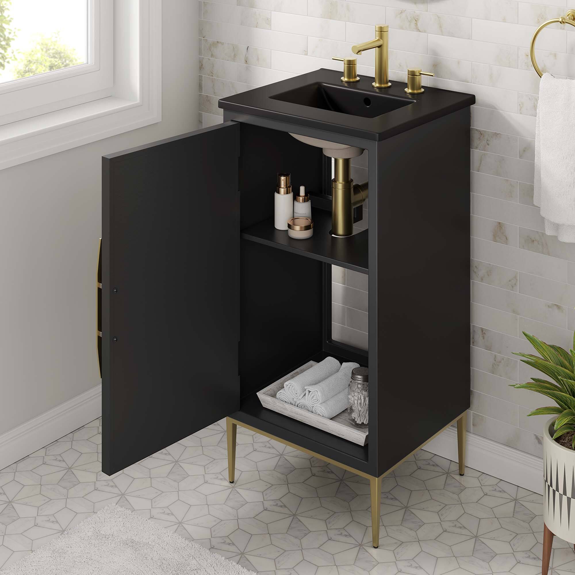 Alt View 1. Modway - Awaken Bathroom Vanity Basin Included by Modway - Black Black.