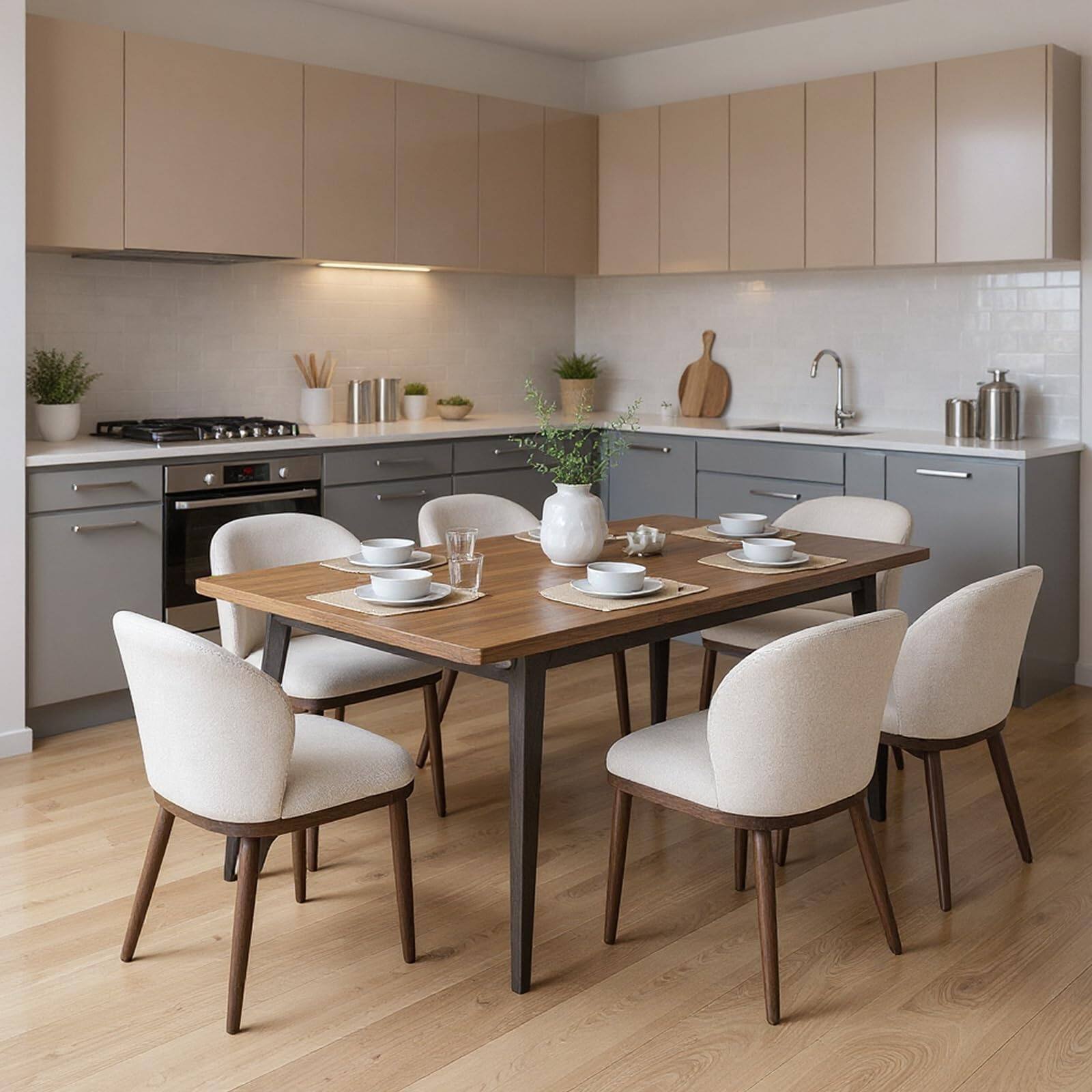 Front. Babevy - Dining Chairs Set of,Modern Upholstered Kitchen Chairs with Ergonomic Back Support,265lbs Capacity Dining Room Chairs - Beige.