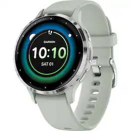 Garmin - Venu 3S GPS Smartwatch 41 mm Fiber-reinforced polymer - Stainless Steel and Sage Gray - (2023)