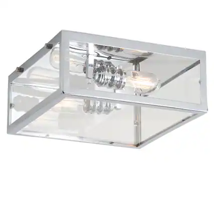 Front. Jonathan Y - Grayson 12" Metal/Glass LED Flush Mount, Chrome - Chrome.
