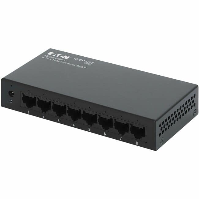 Eaton Tripp Lite Series 8-Port 10/100/1000 Mbps Desktop Gigabit Ethernet Unmanaged Switch, Metal Enclosure - 8 Ports - Black