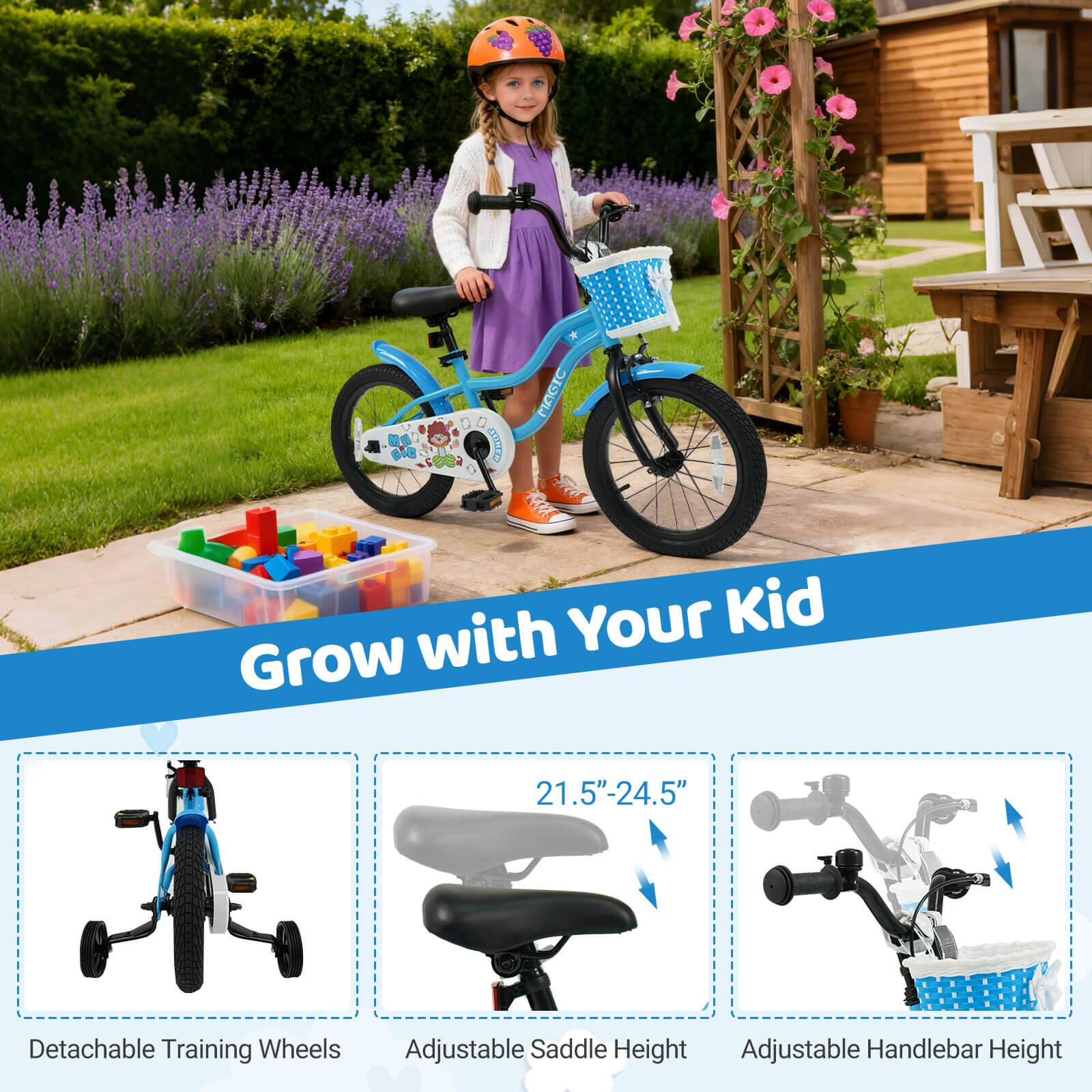 MASIC M7 S BICI KARR  
Your Kid Grow with 21.5"-24.5"  
Detachable Training Wheels  
Adjustable Saddle Height  
Adjustable Handlebar Height  

Grow with Your Kid  

21.5"-24.5"  
Detachable Training Wheels  
Adjustable Saddle Height  
Adjustable Handlebar Height