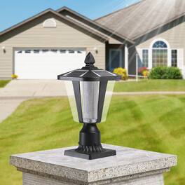 APRILSOUL - 15 inch H Solar Powered Outdoor Lantern Modern Garden Light with LED for Pathways Yards and Driveways (1-Pack) - Black