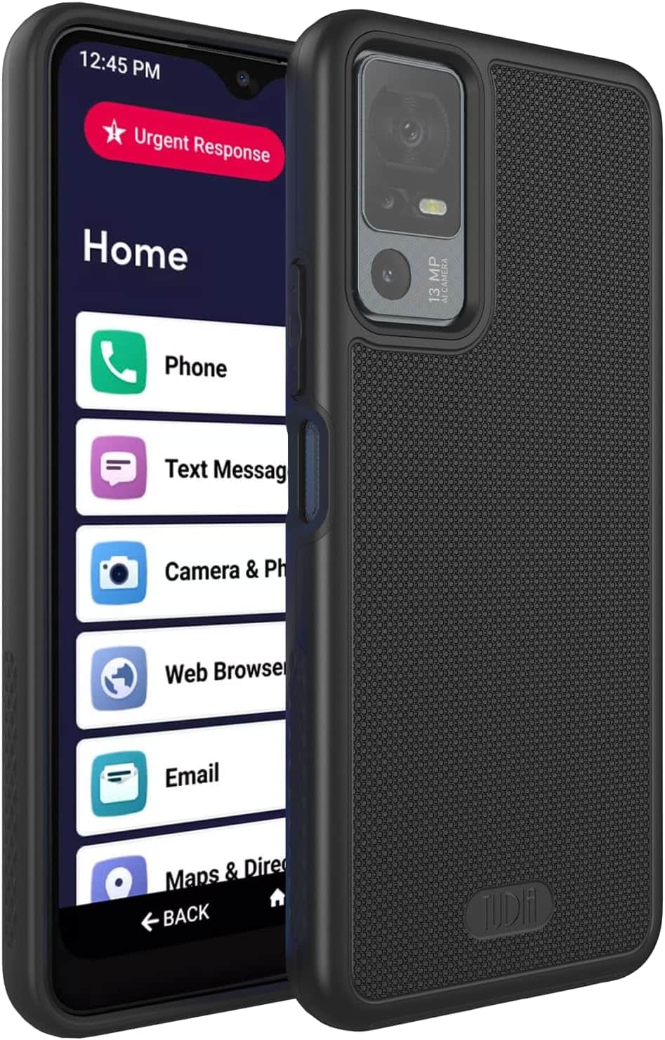 TUDIA - MergeGrip for Jitterbug Smart 4 Case T608G Military Grade Cover - Matte Black