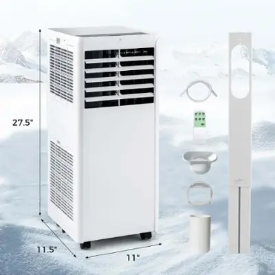Costway 5000 BTU Portable Air Conditioner Cools up to 250 sq.ft with Dehumidifier and Fan Sleep Mode and 24H Timer - White