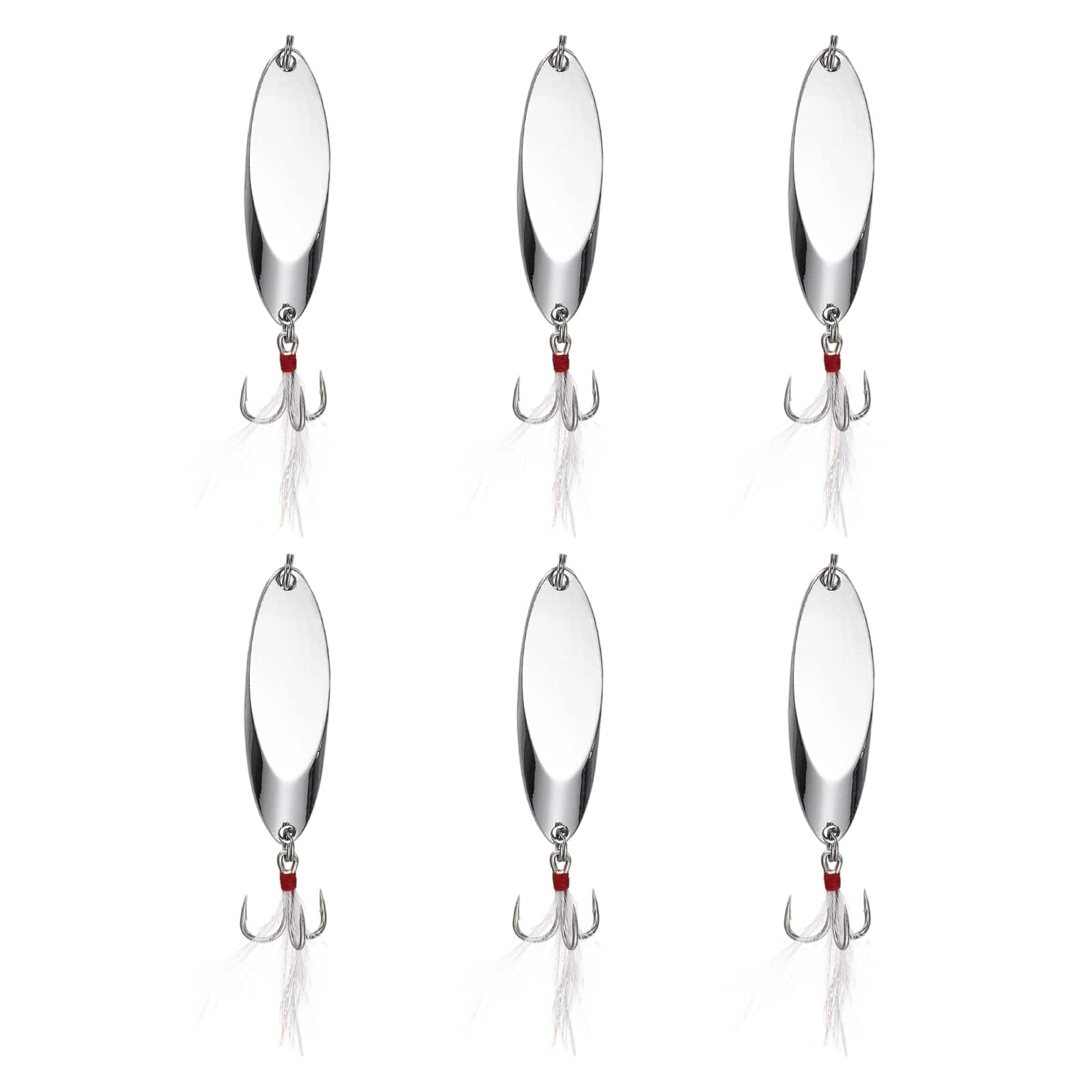Unique Bargains - Fishing Spoons Lures, Metal Saltwater Treble Trout Lures Jigging Spoon with Treble Hooks Spinner 6pcs 1.5 oz - Silver price history on PriceWatchPro