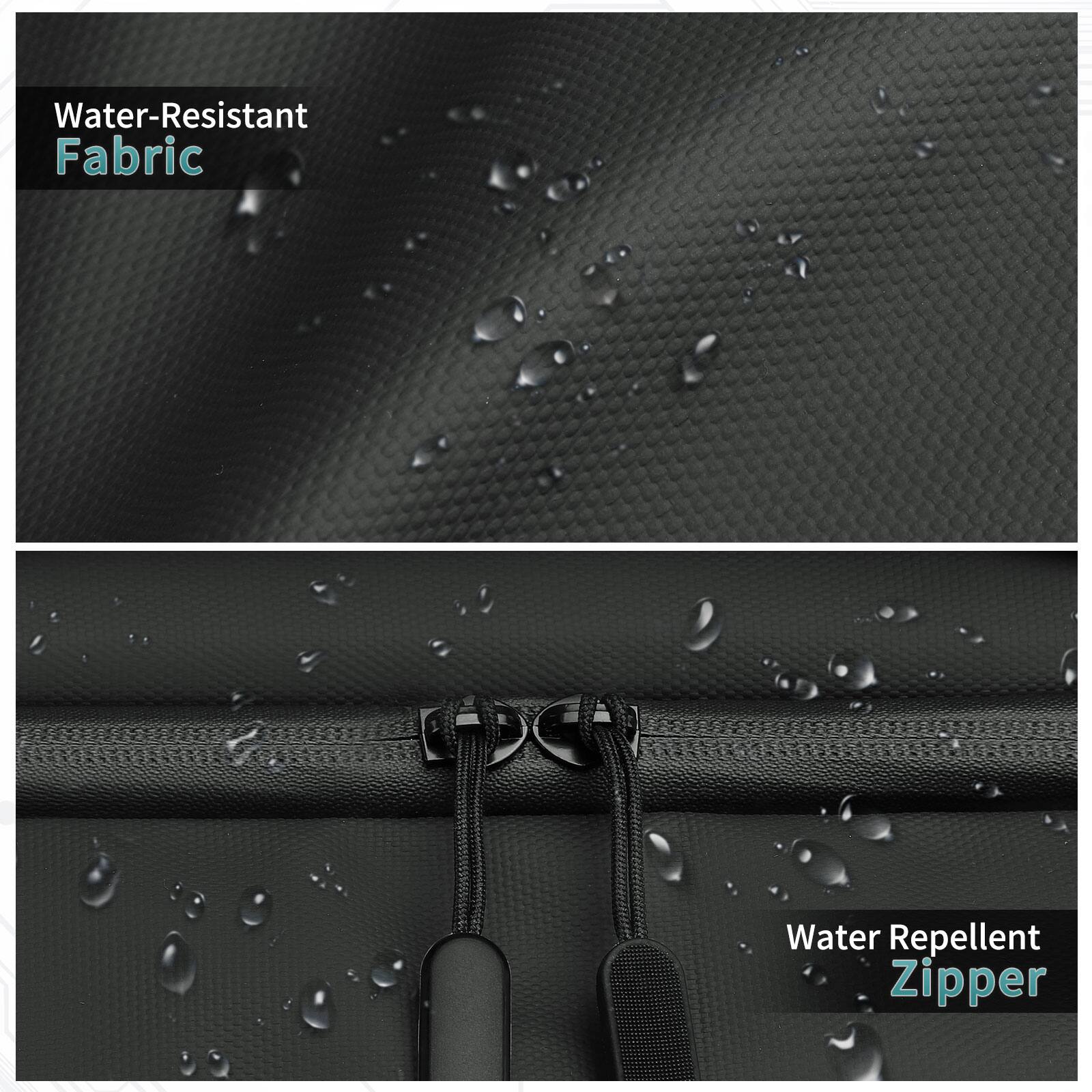 Water-Resistant Fabric  
Water Repellent Zipper