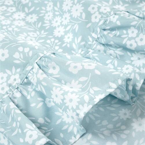 Back. SlickBlue - Polyester Ruffle Floral 6 Piece Sheet Set for Bedroom - Blue.