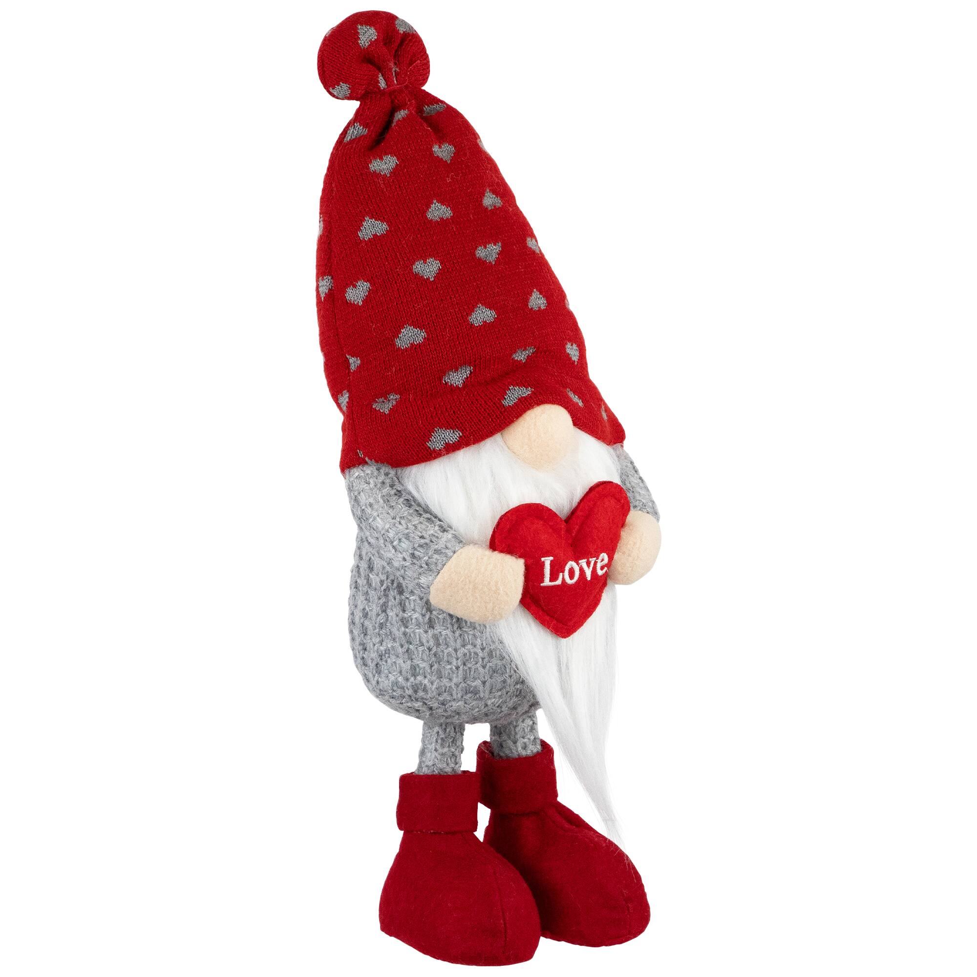 Alt View 3. Northlight - Plush "Love" Valentine's Day Gnome - 13.5" - Red.