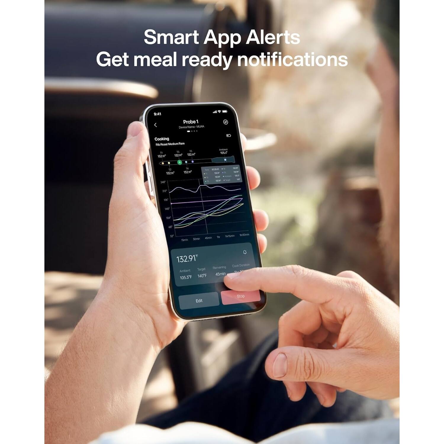 Smart App Alerts  
Get meal ready notifications  

Probe 1  
Device Name: MUA  

Cooking  
Filet Mignon Medium Rare  
132°F  
132°F  
132°F  
132°F  
132°F  
132°F  
132°F  
132°F  
132°F  
132°F  
132°F  
132°F  
132°F  
132°F  
132°F  
132°F  
132°F  
132°F  
132°F  
132°F  
132°F  
132°F  
132°F  
132°F  
132°F  
132°F  
132°F  
132°F  
132°F  
132°F  
132°F  
132°F  
132°F  
132°F  
132°F  
132°F  
132°F  
132°F  
132°F  
132°F  
132°F  
132°F  
132°F  
132°F  
132°F  
132°F  
132°F  
132°F  
132°F  
132°F  
132°F  
132°F  
132°F  
132°F  
132°F  
132°F  
132°F  
132°F  
132°F  
132°F  
132°F  
132°F  
132°F  
132°F  
132°F  
132°F  
132°F  
132°F  
132°F  
132°F  
132°F  
132°F  
132°F  
132°F  
132°F  
132°F  
132°F  
132°F  
132°F  
132°F  
132°F  
132°F  
132°F  
132°F  
132°F  
132°F  
132°F  
132°F  
132°F  
132°F  
132°F  
132°F  
132°F  
132°F  
132°F  
132°F  
132