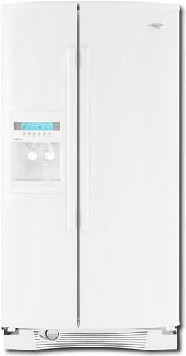 Front Standard. Whirlpool - 25.6 Cu. Ft. Side-by-Side Refrigerator with Thru-the-Door Ice and Water - White-on-White.