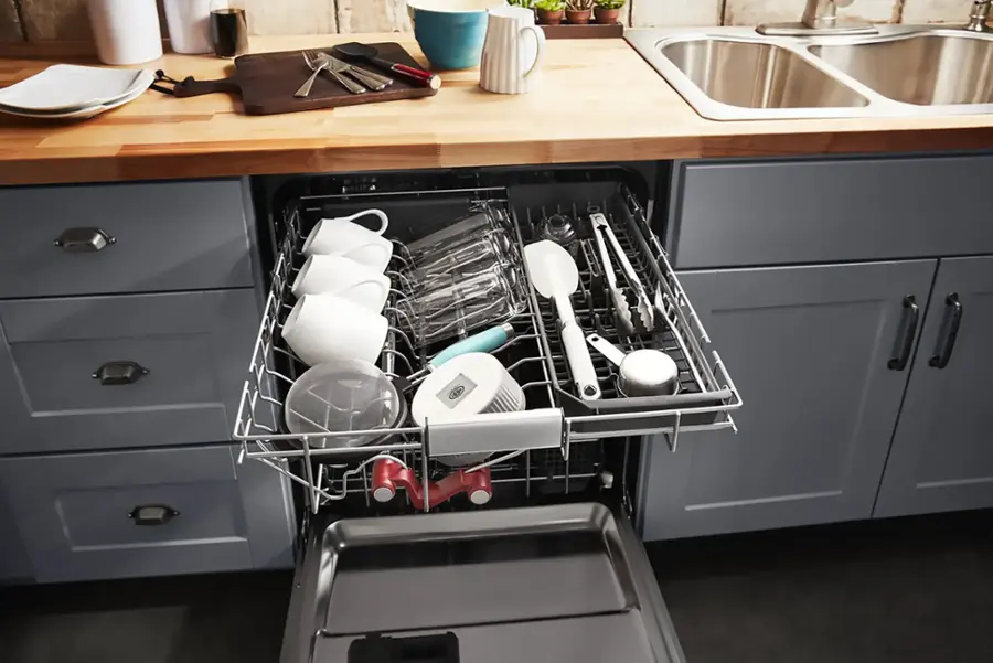 Alt View 31. KitchenAid - 24" Top Control Built-In Stainless Steel Tub Dishwasher with 3rd Rack, FreeFlex and LED Interior Lighting, 44 dBA - Stainless Steel.