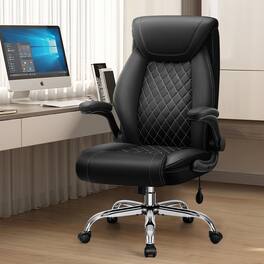 KERDOM - Big & Tall Executive Office Chair with Inflatable Adjustable Lumbar Support, Flip Up Arms, Ergonomic Computer Chair - Black