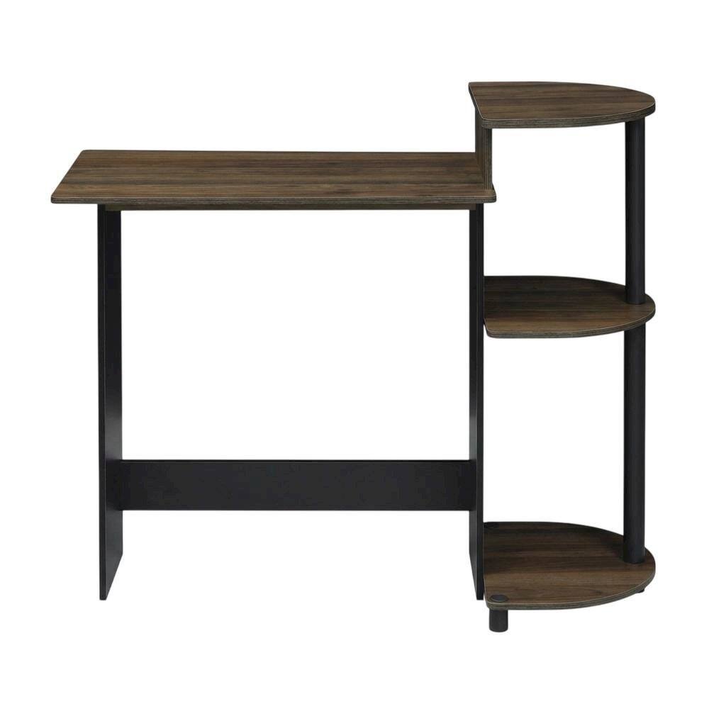 Back. BisonOffice - Columbia Walnut and Black Computer Desk with Shelves for Compact Workspaces - Columbia Walnut/Black.