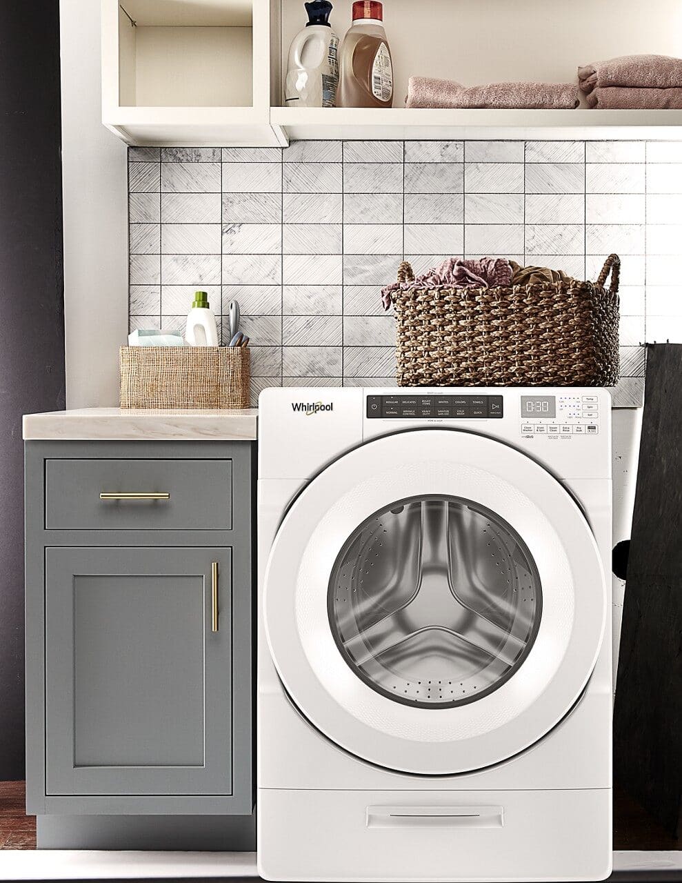 Alt View 21. Whirlpool - 4.5 Cu. Ft. High Efficiency Stackable Front Load Washer with Steam and Load & Go Dispenser - White.